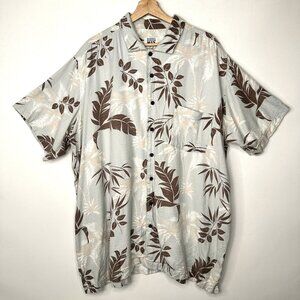 Vintage Casual Man Mens Shirt Floral Hawaiian Button Up Beach Camp Blue 3XT